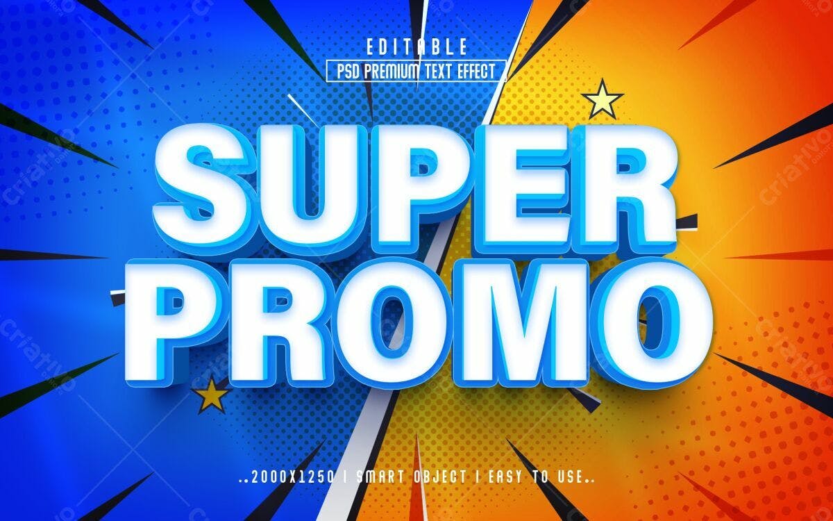Efeito de Texto Super Promoção PSD Editável