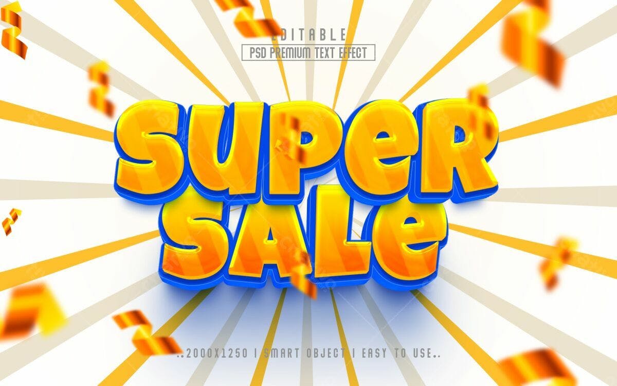 Efeito de Texto Super Sale PSD Editável