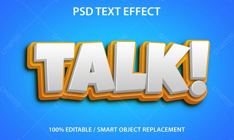 Talk 3d efeito de texto psd editável estilo moderno