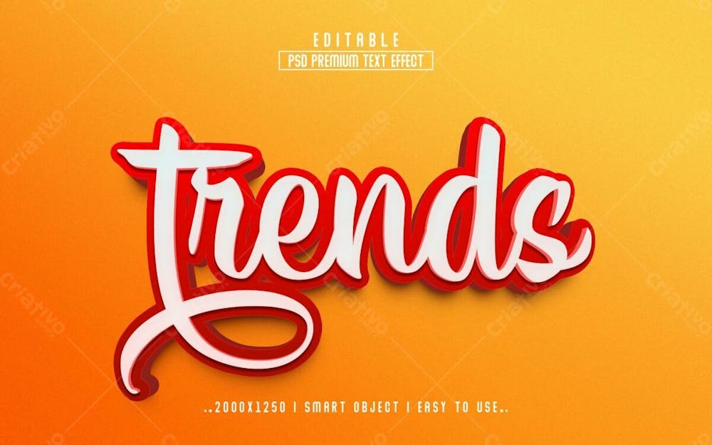 Tendências 3D Estilo De Efeito De Texto Psd Editável