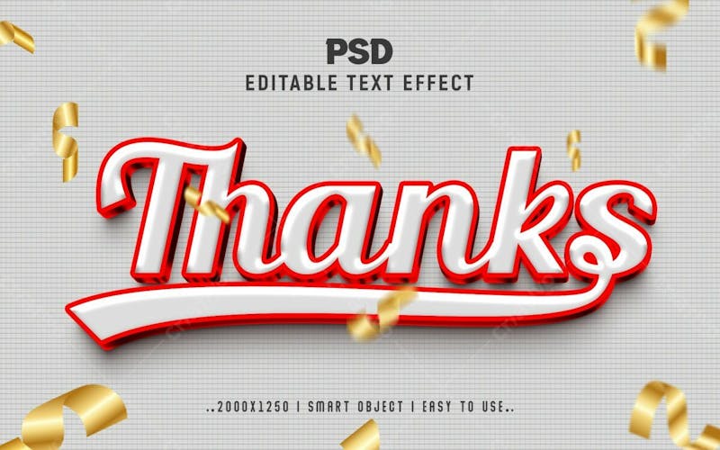 Thanks 3d editable psd text effect style