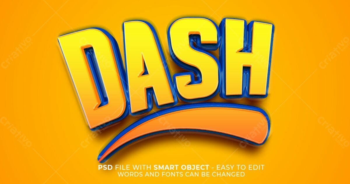 Modelo de Texto 3D Amarelo e Azul PSD Editável