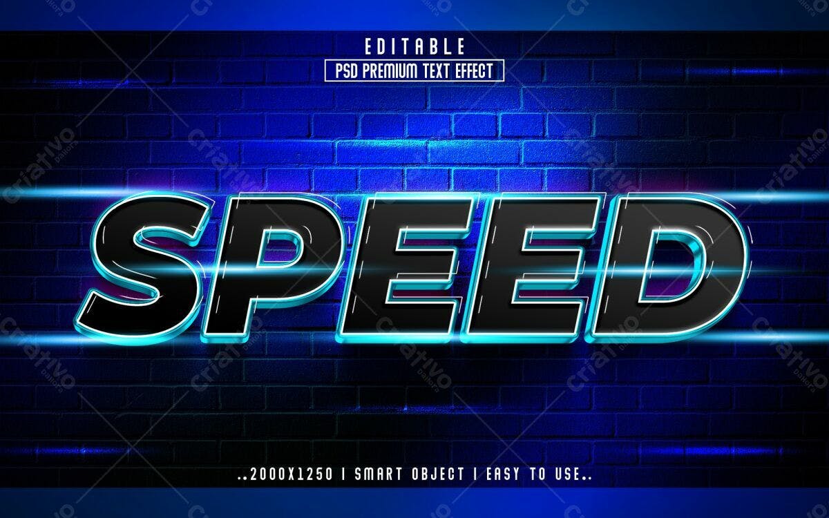 Efeito de Texto PSD Editável para Design de Velocidade