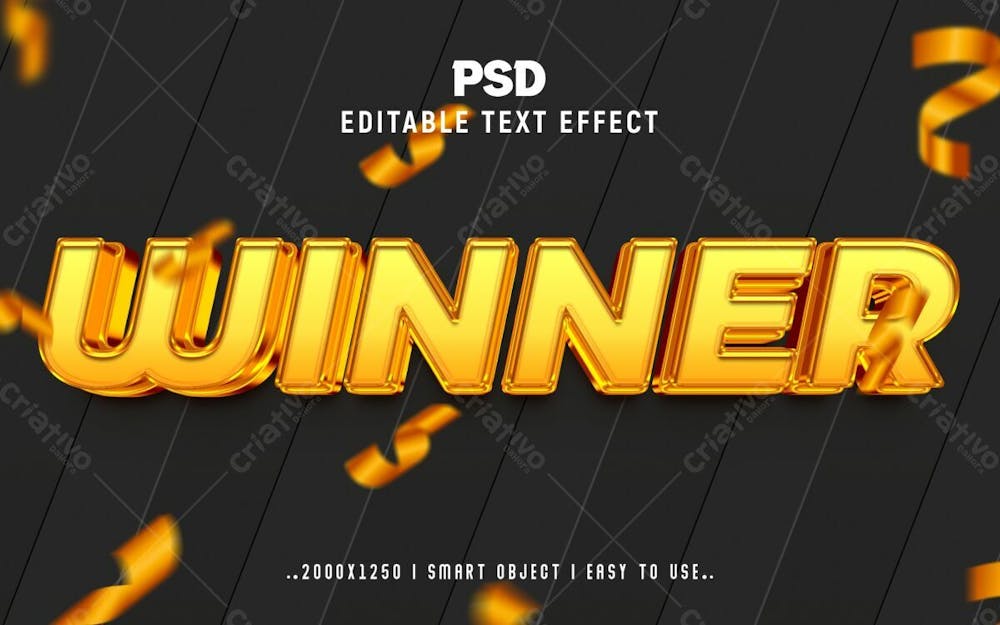 Vencedor 3D Estilo De Efeito De Texto Psd Editável