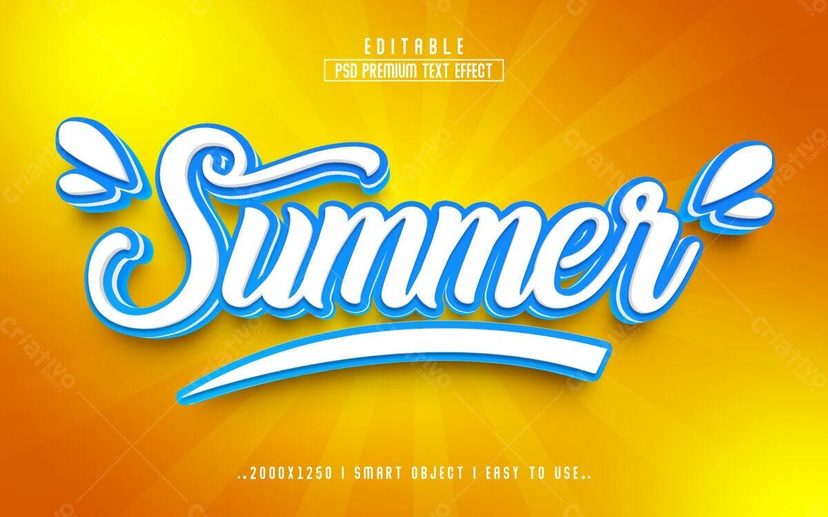 Efeito de Texto Verão PSD Editável