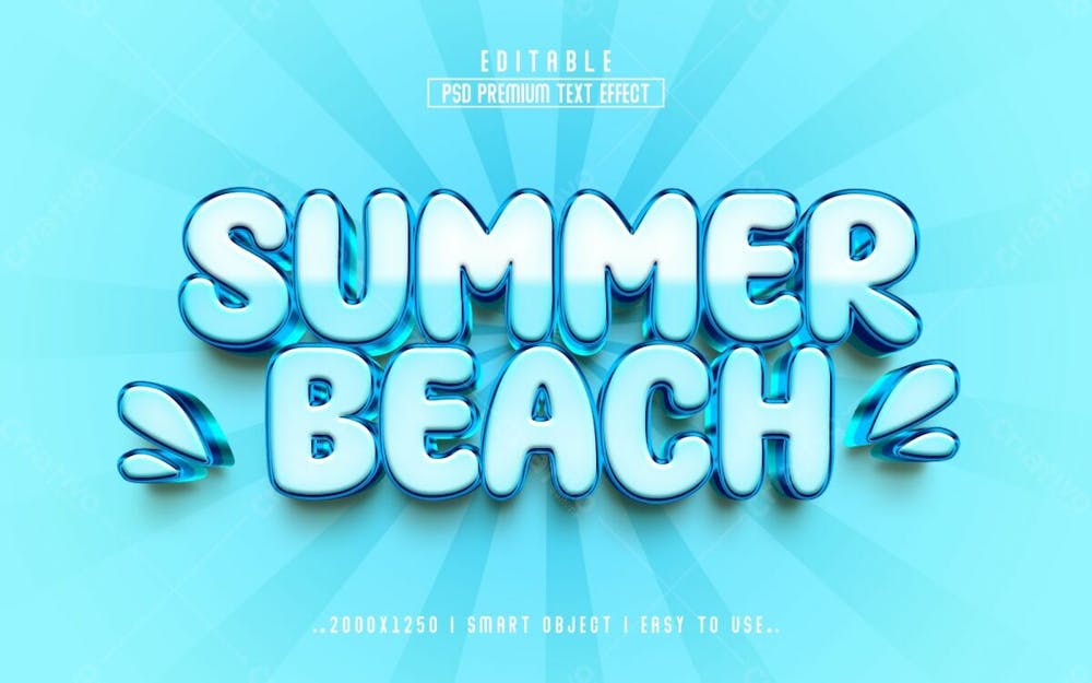 Verão Praia 3D Estilo De Efeito De Texto Psd Editável