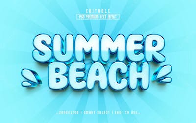 Verão Praia 3D Estilo De Efeito De Texto Psd Editável