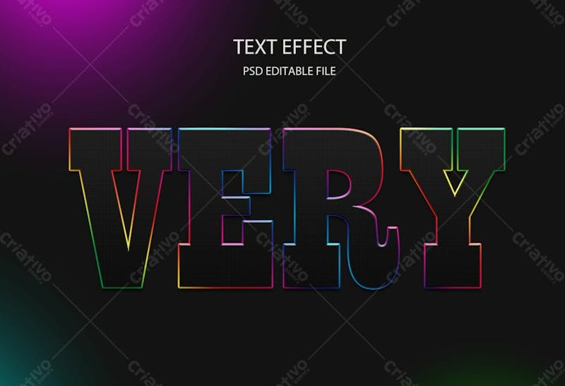 Very 3d editable psd text effect style