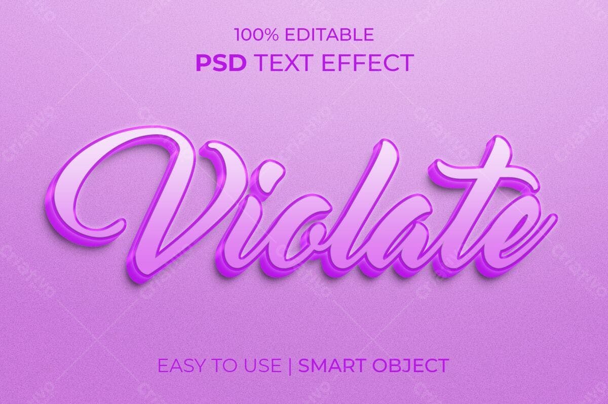 Efeito de Texto Violeta PSD Editável