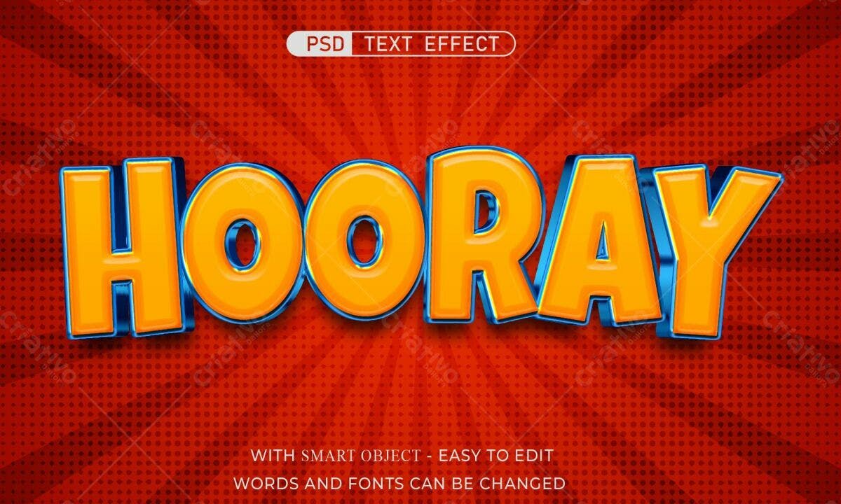 Efeito de Texto Hooray PSD Editável
