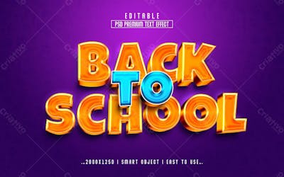 Volta Às Aulas Estilo De Efeito De Texto Psd Editável Em 3D