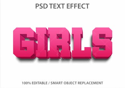 Meninas 3D Efeito De Texto Psd Editável Estilo Moderno