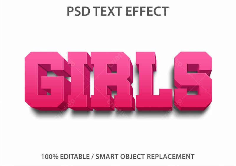 Meninas 3d efeito de texto psd editável estilo moderno
