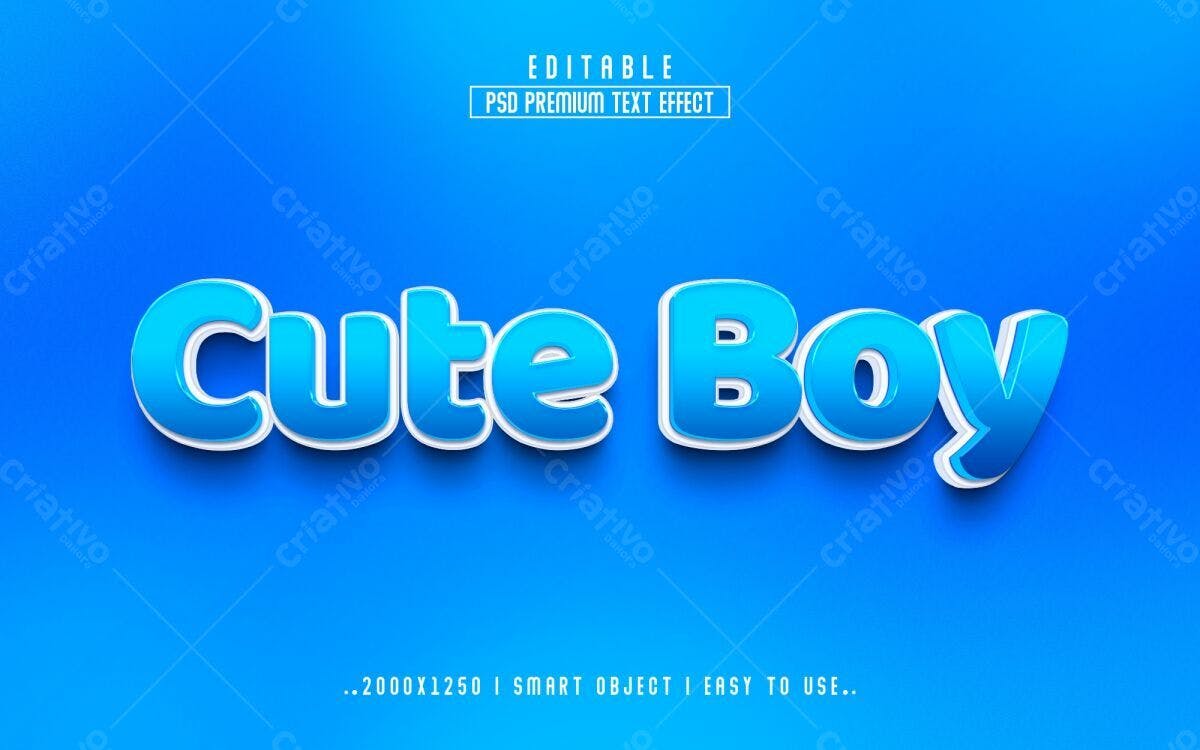 Efeito de Texto Cute Boy PSD Editável