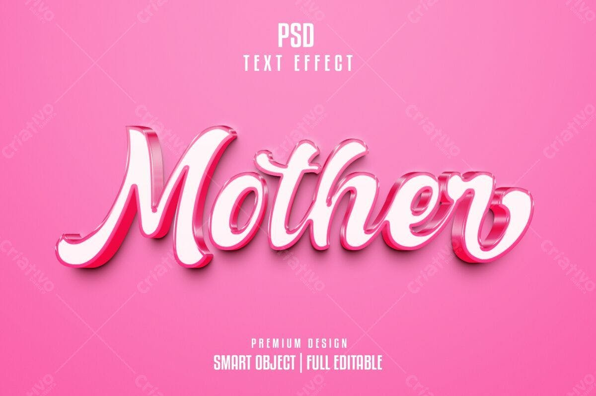 Efeito de Texto Dia das Mães PSD Editável