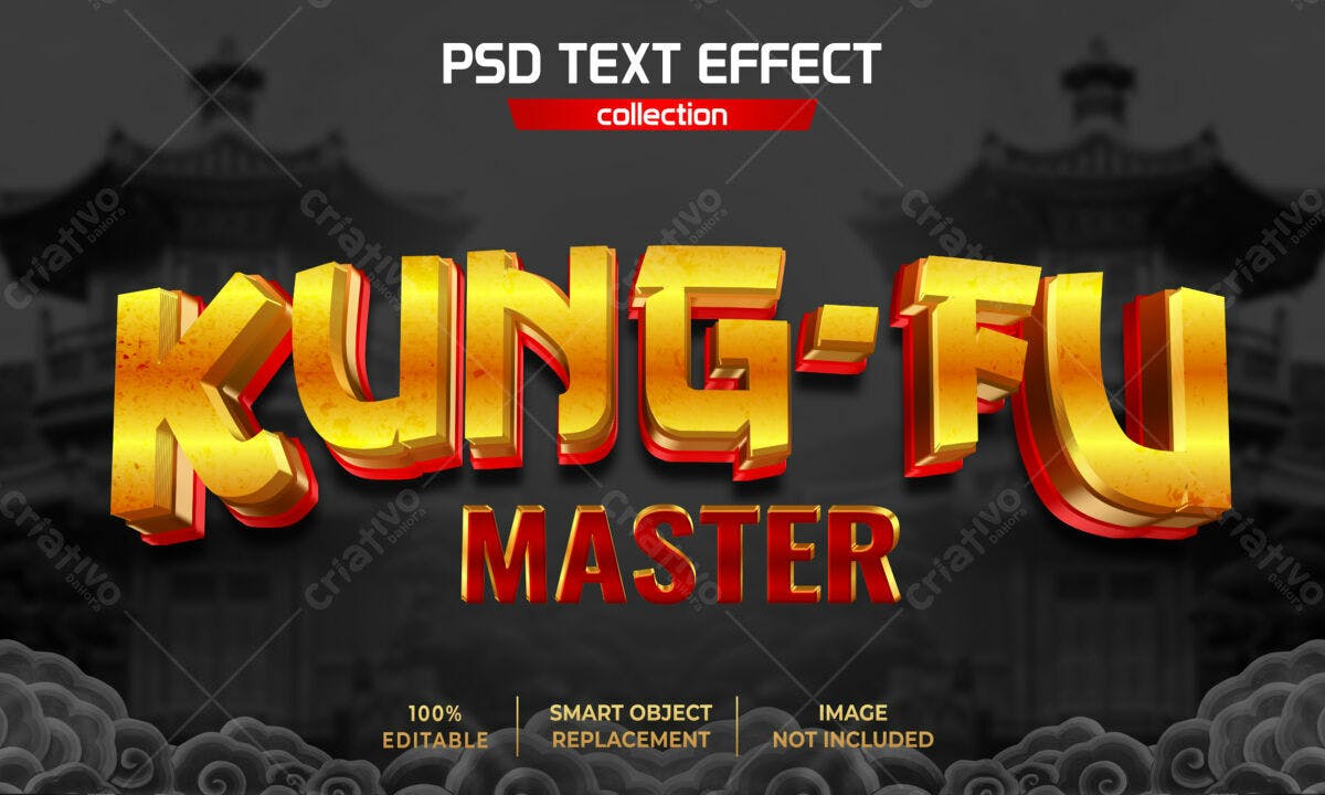 Efeito de Texto Kung Fu Master PSD Editável
