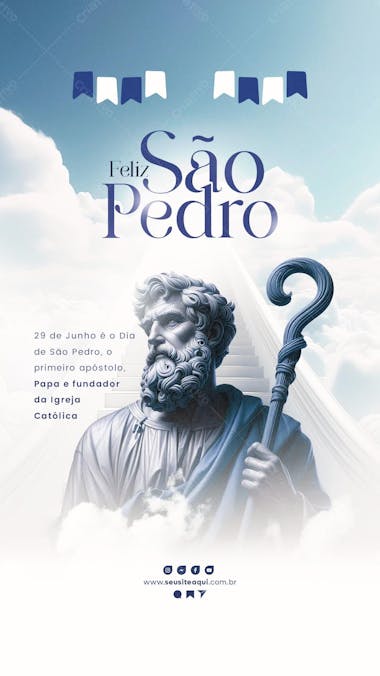 Feliz são pedro story psd católico