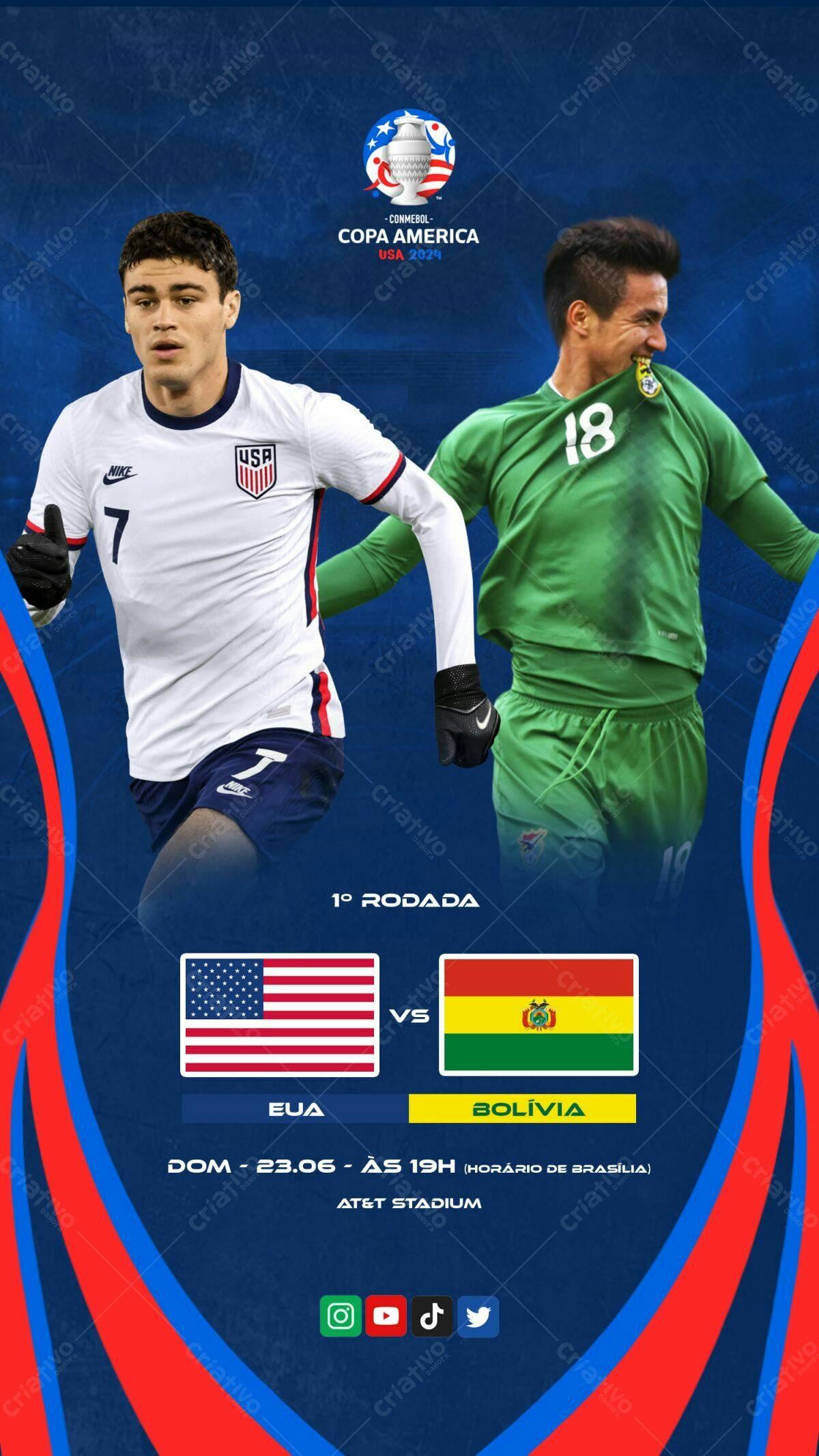 Flyer Copa América EUA x Bolívia PSD Editável