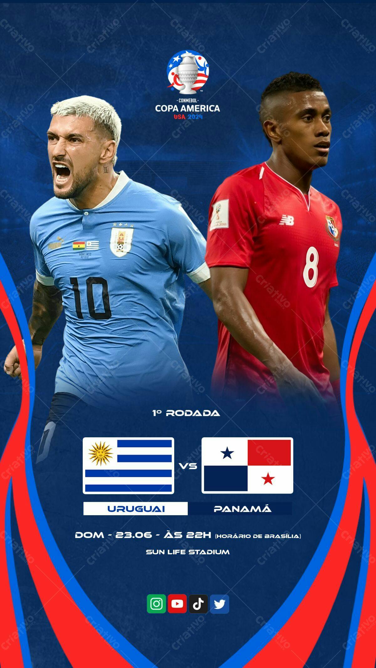 Flyer Copa América Uruguai x Panamá PSD Editável