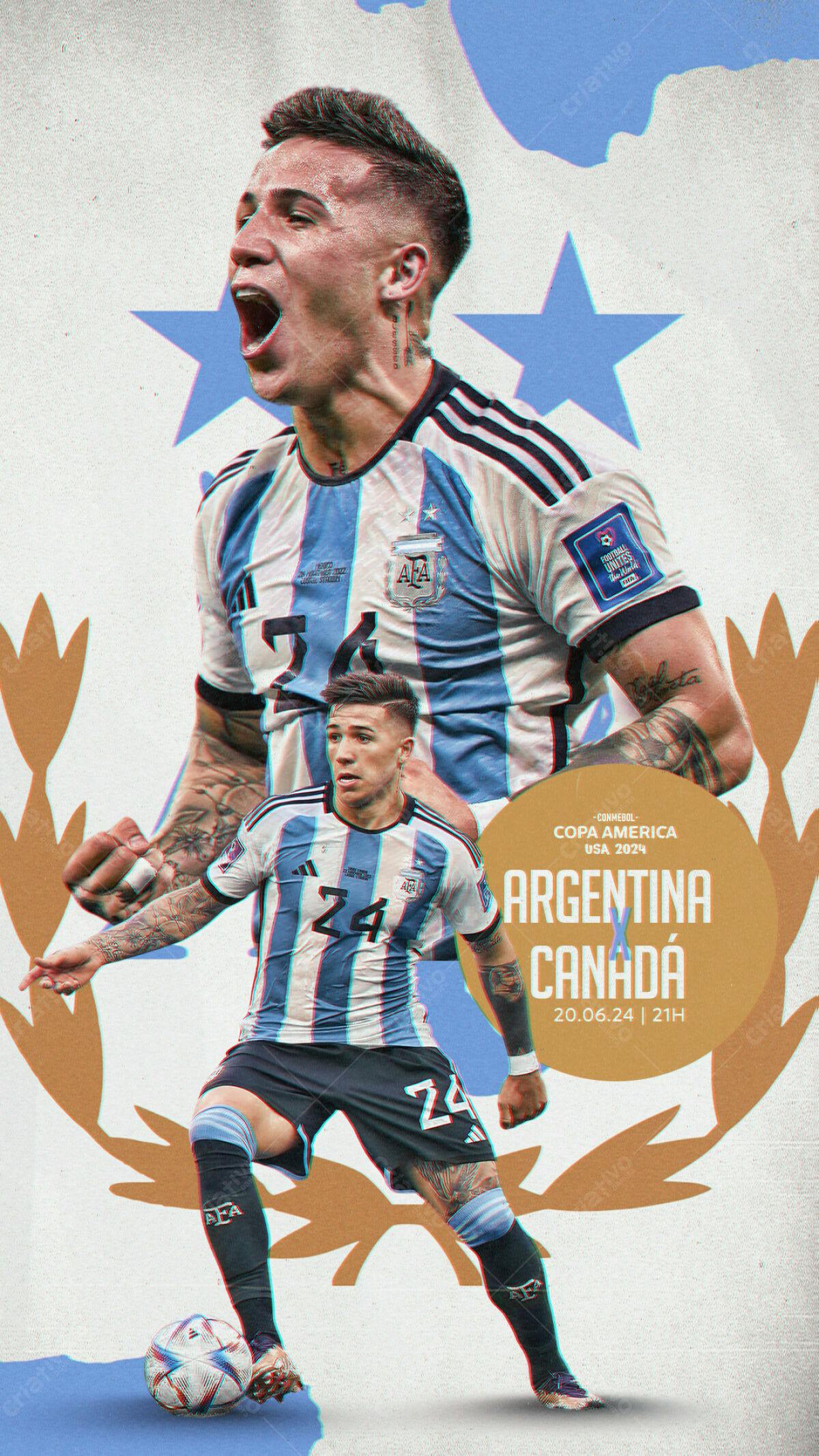 Flyer Copa América Argentina x Canadá PSD Editável