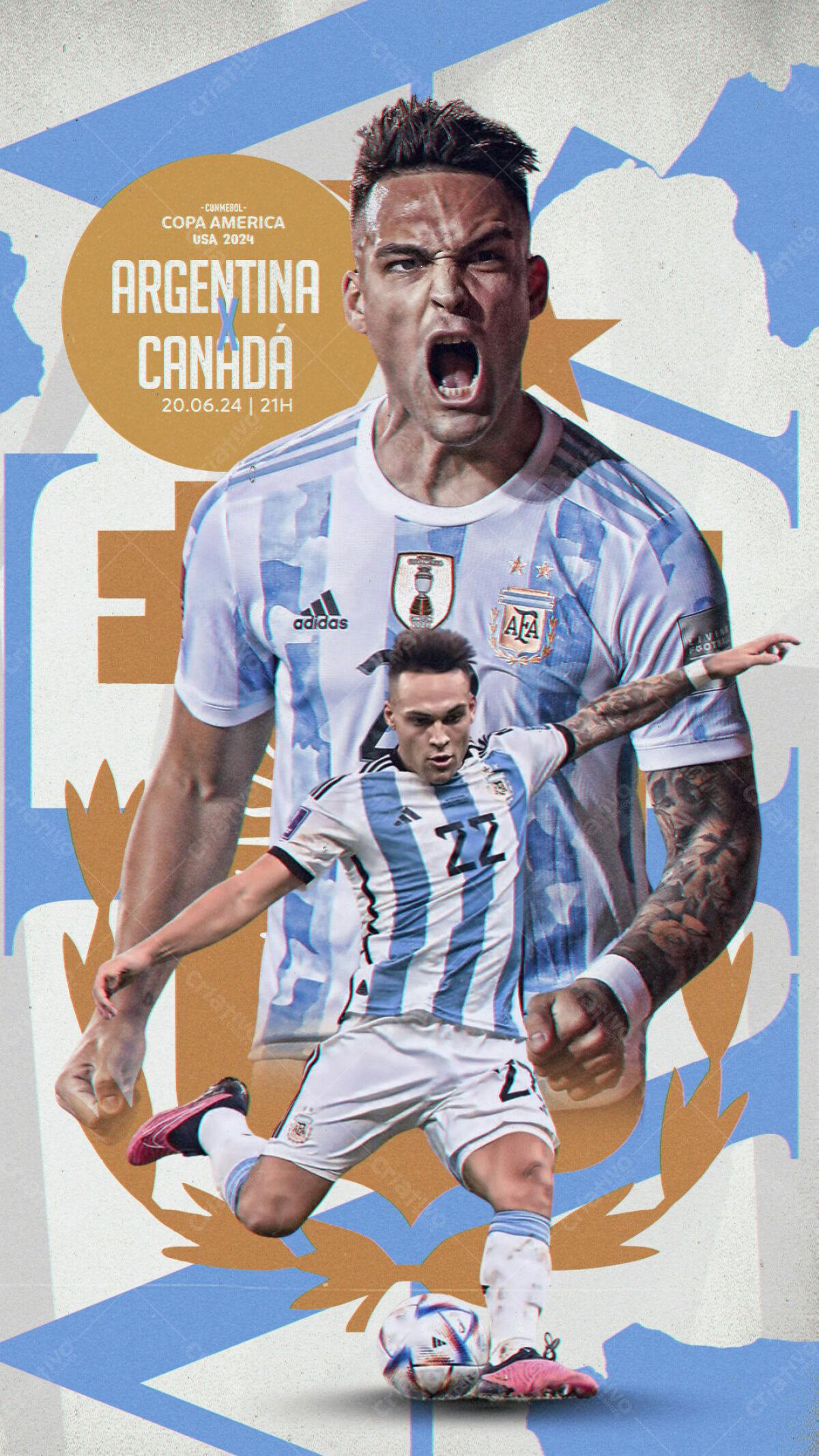 Poster Argentina x Canadá Copa América PSD Editável