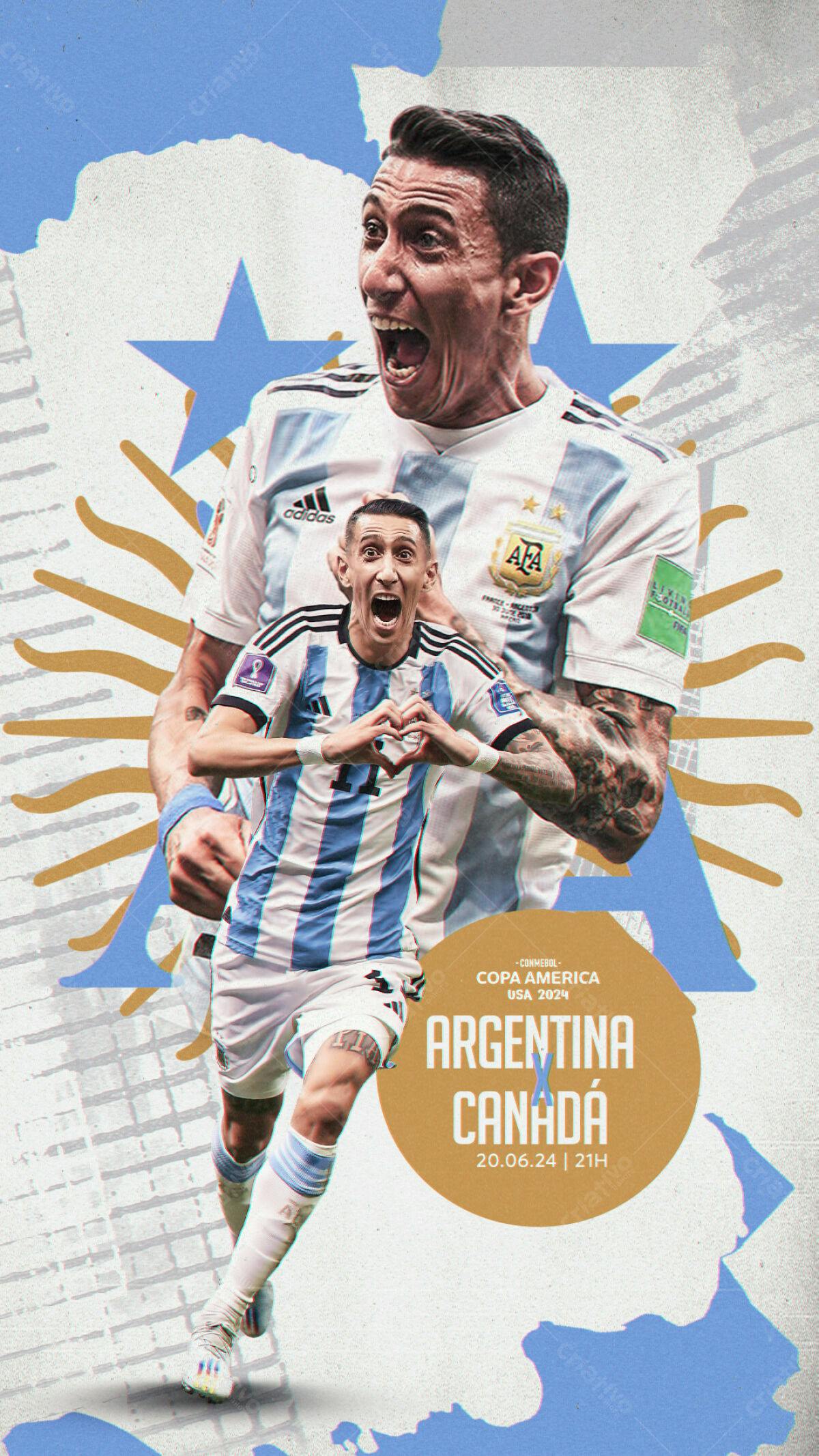 Poster Copa América Argentina x Canadá PSD Editável