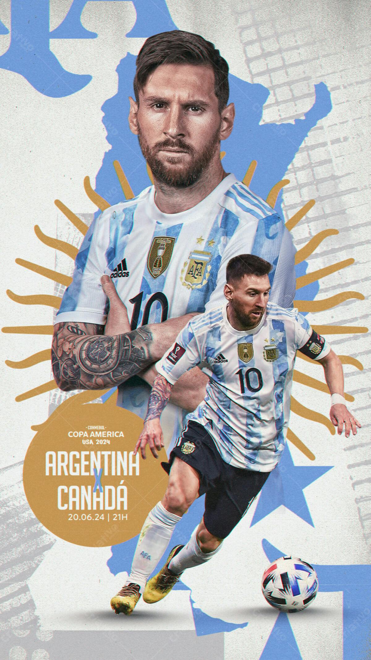 Poster Copa América Argentina x Canadá PSD Editável