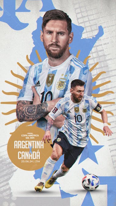 Messi argentina matchdays story psd editável