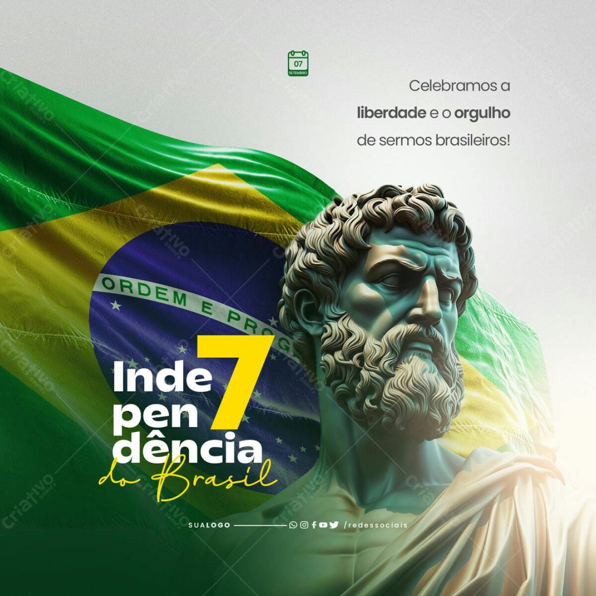 Post para o Dia da Independência do Brasil PSD Editável