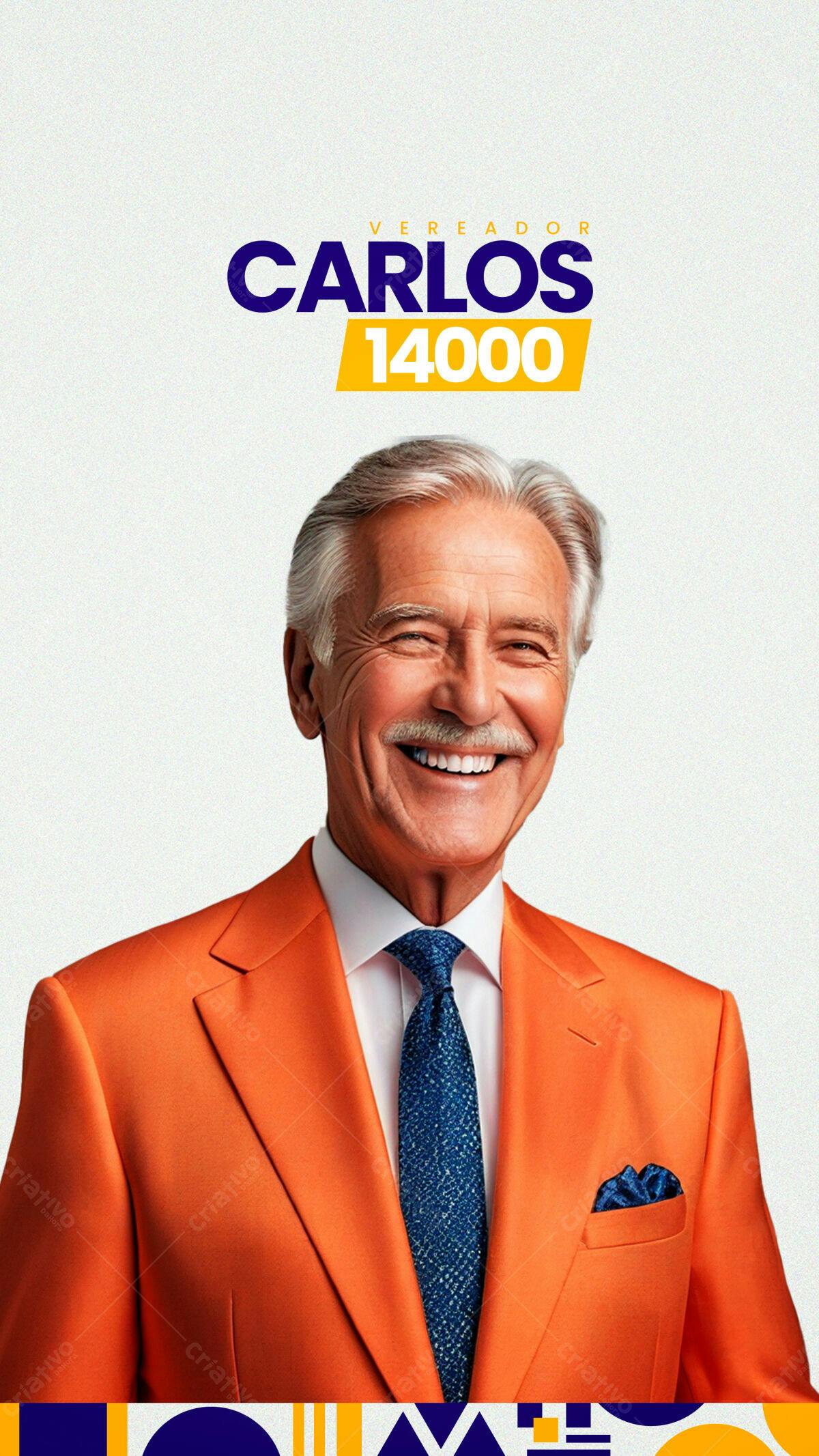 PSD para Campanha Política Vereador Carlos 14000 PSD Editável