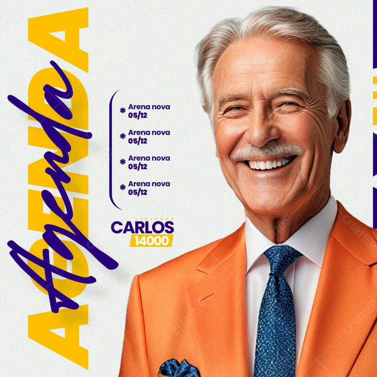 Flyer Eleições Vereador Carlos 14000 PSD Editável