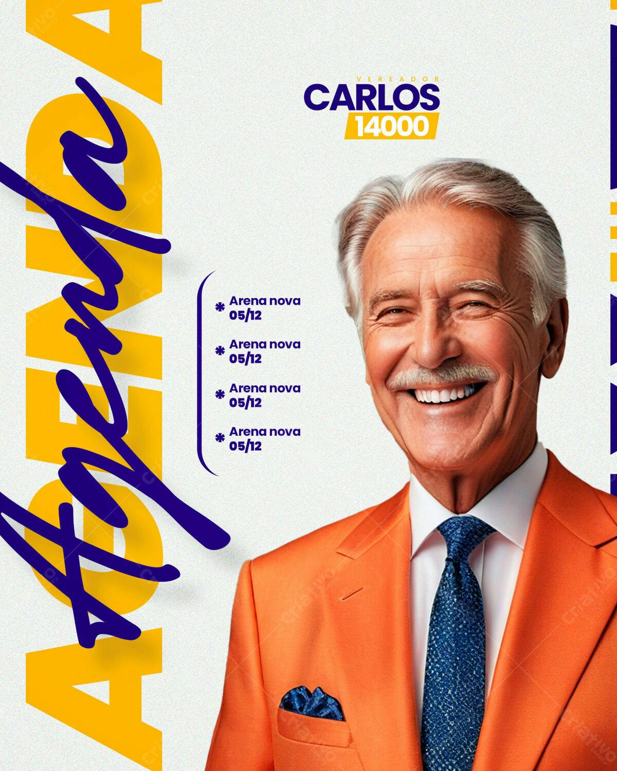 Flyer Eleições Vereador Carlos 14000 PSD Editável