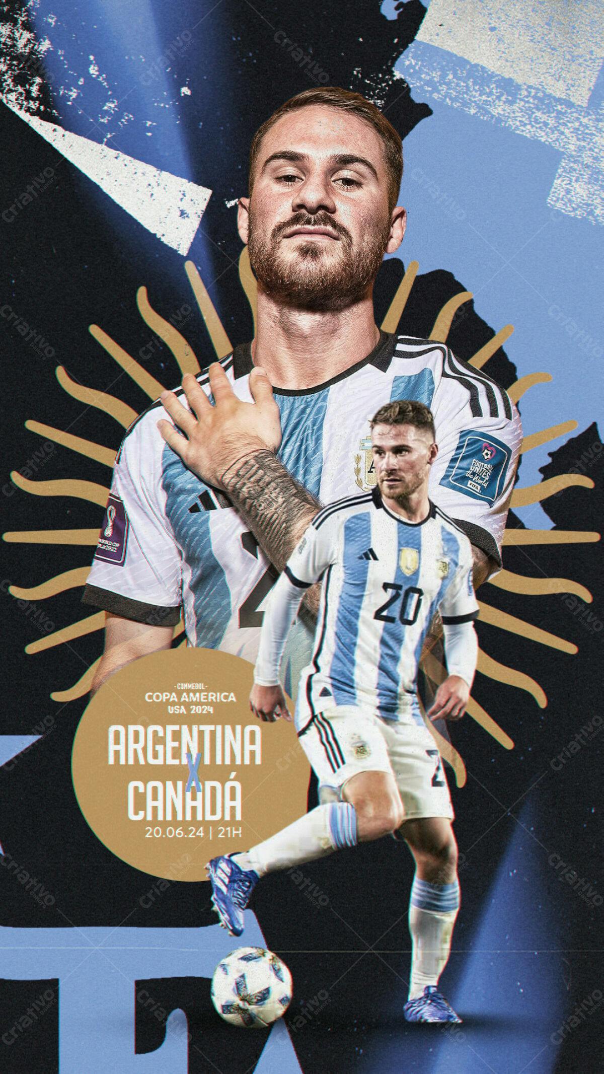 Flyer Copa América Argentina x Canadá PSD Editável
