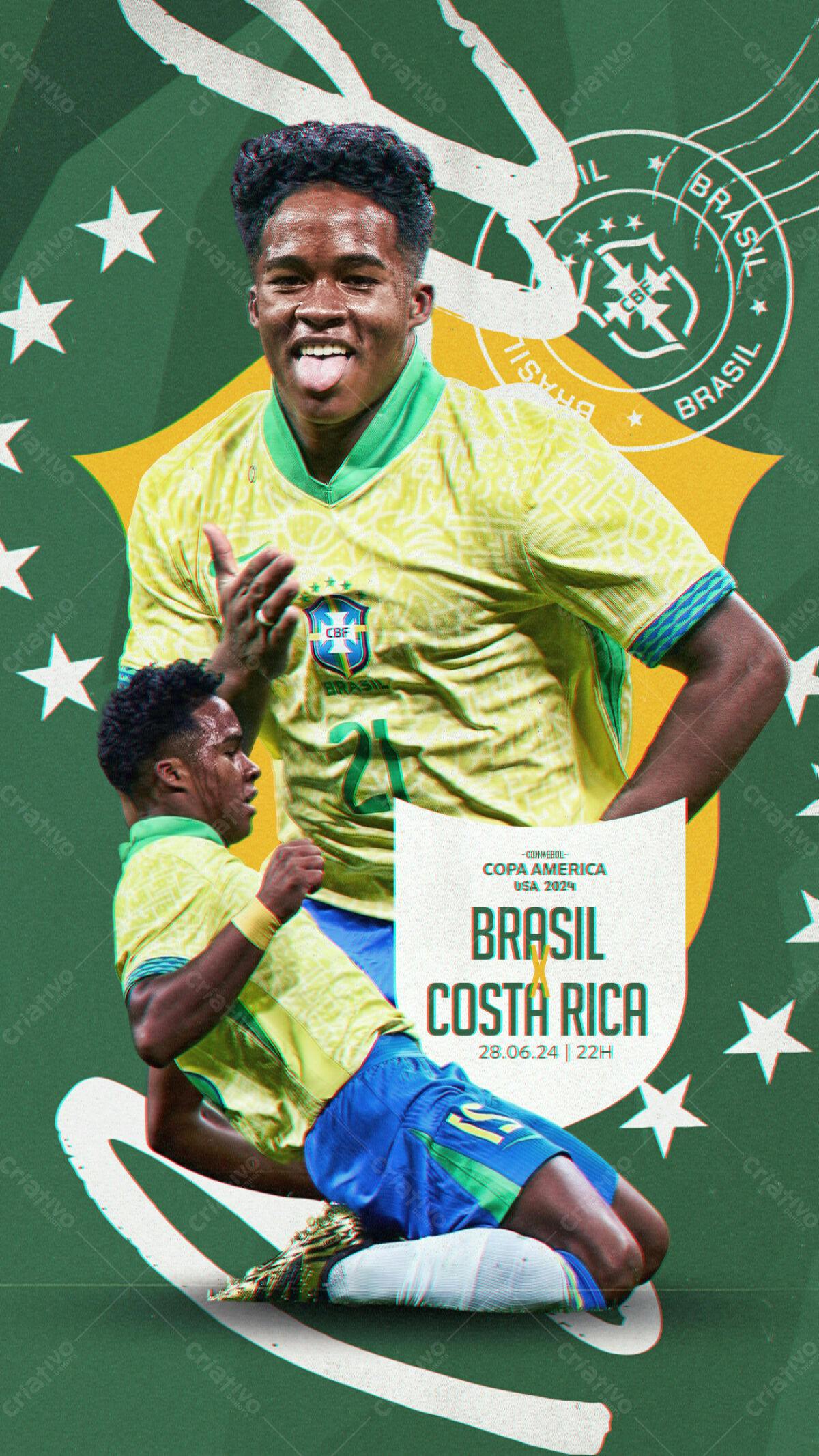 Flyer Copa América Brasil x Costa Rica PSD Editável