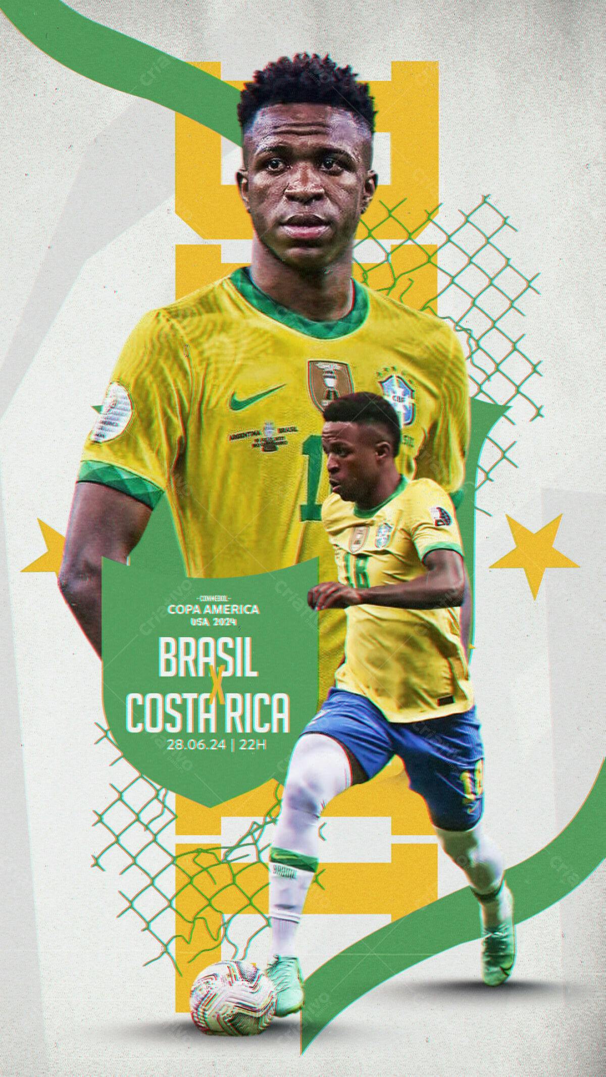 Poster Copa América Brasil x Costa Rica PSD Editável