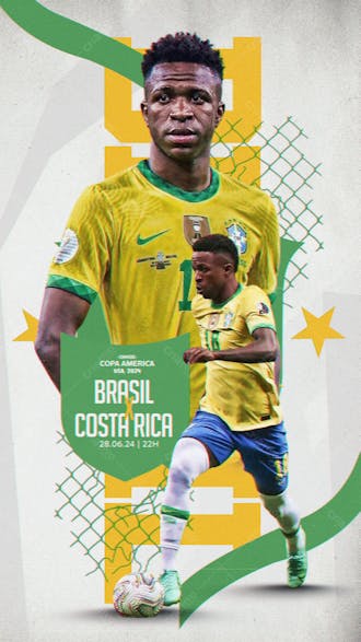 Vini jr brasil copa américa matchdays story psd editável