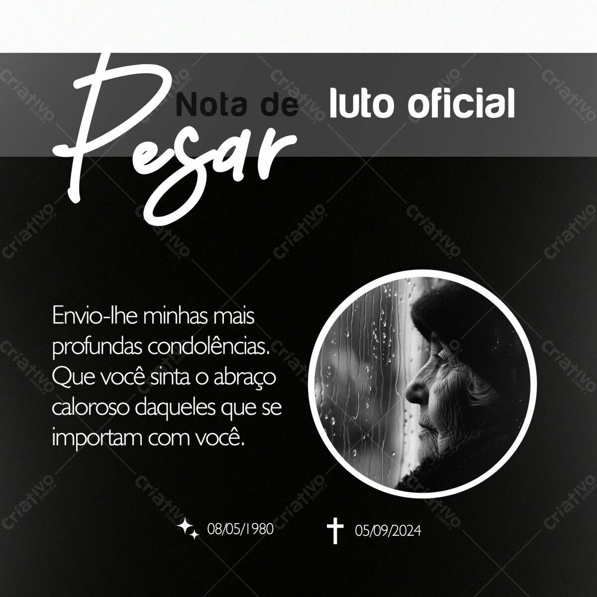 Nota de Luto Oficial PSD Editável