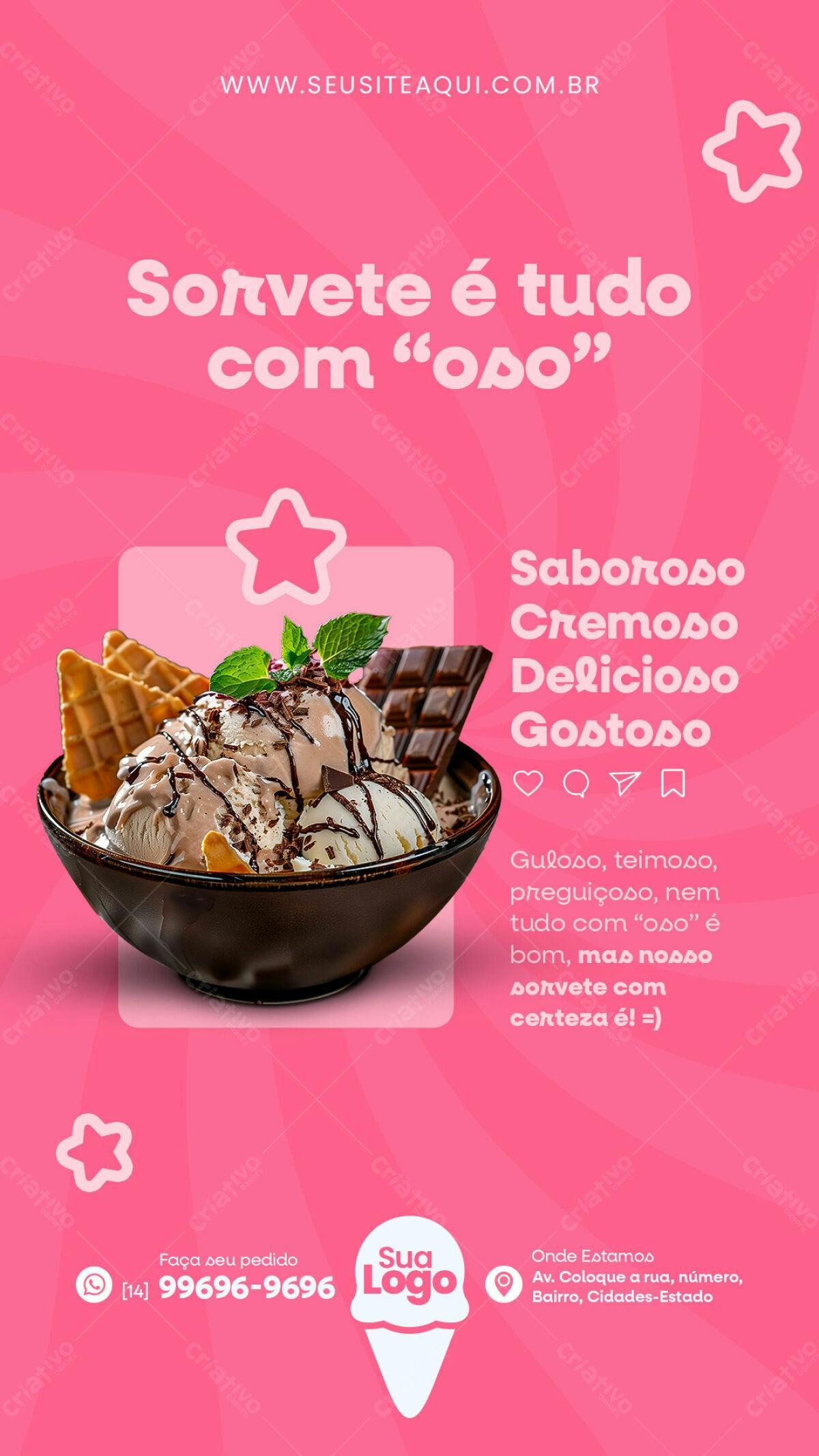 Flyer Sorvete Delicioso PSD Editável