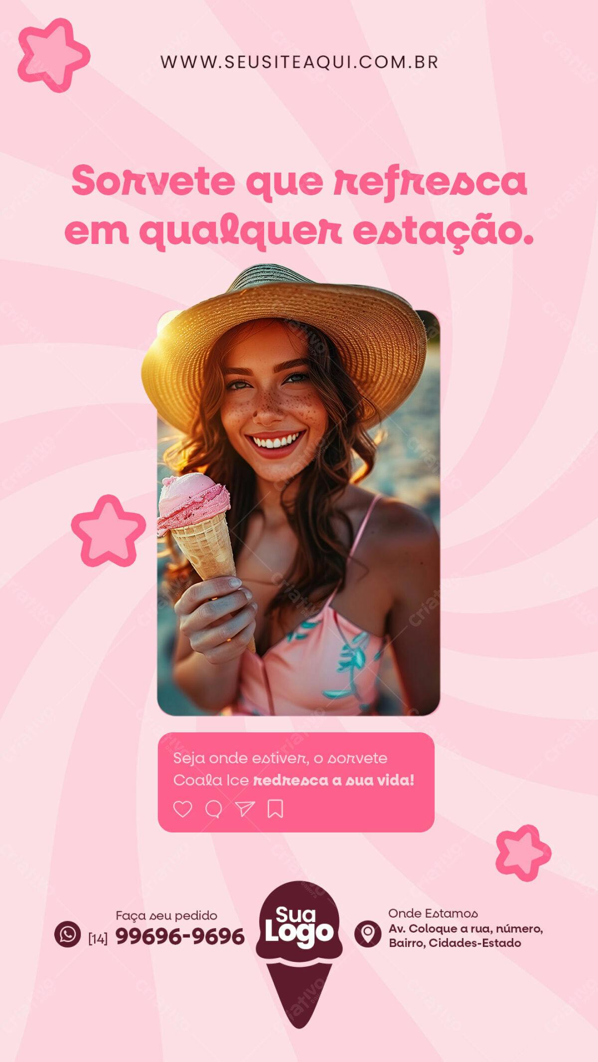 Flyer Sorvete Verão PSD Editável