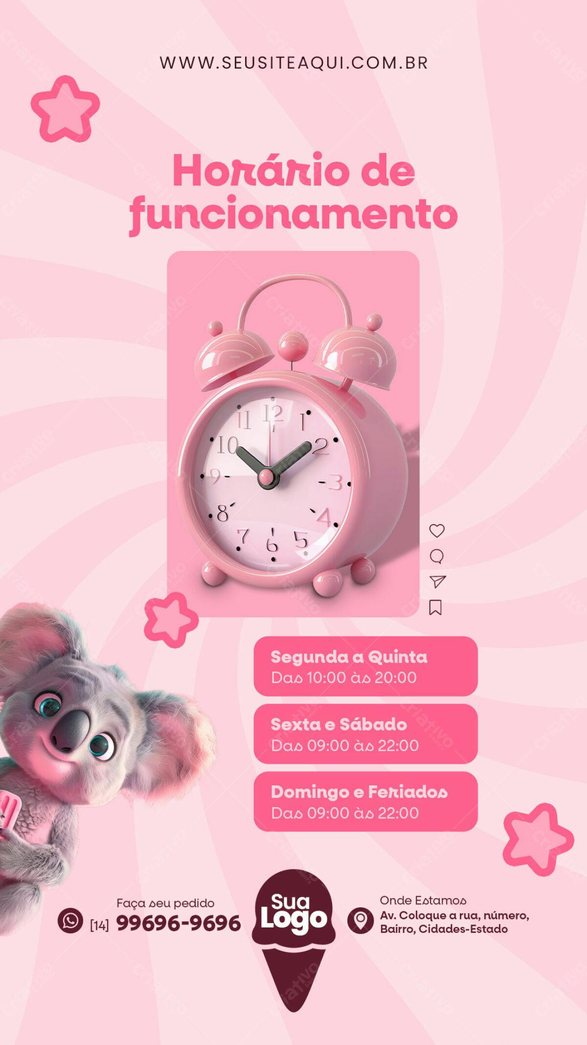 Flyer Horário de Funcionamento PSD Editável