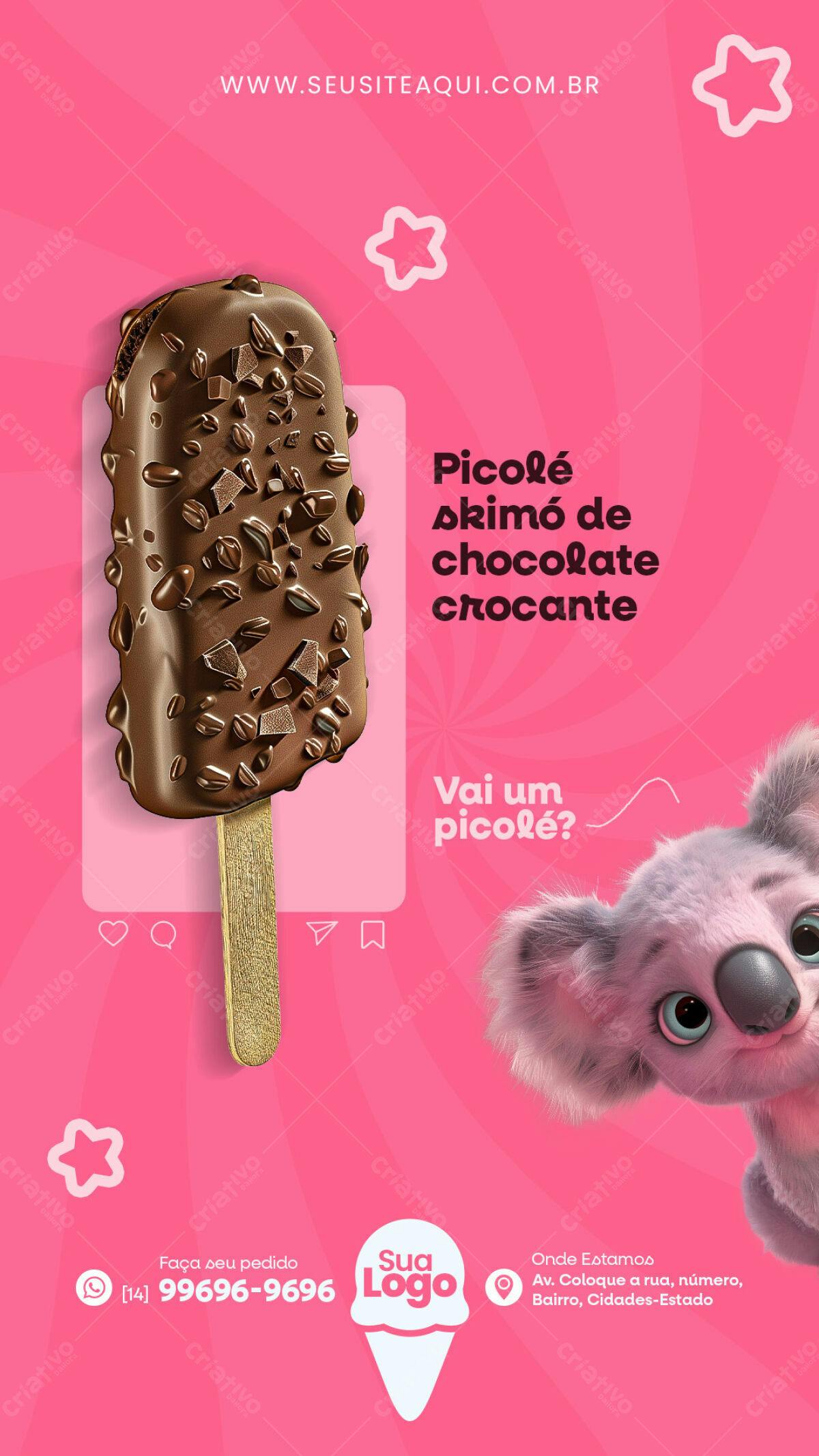 Post para Redes Sociais Picolé PSD Editável