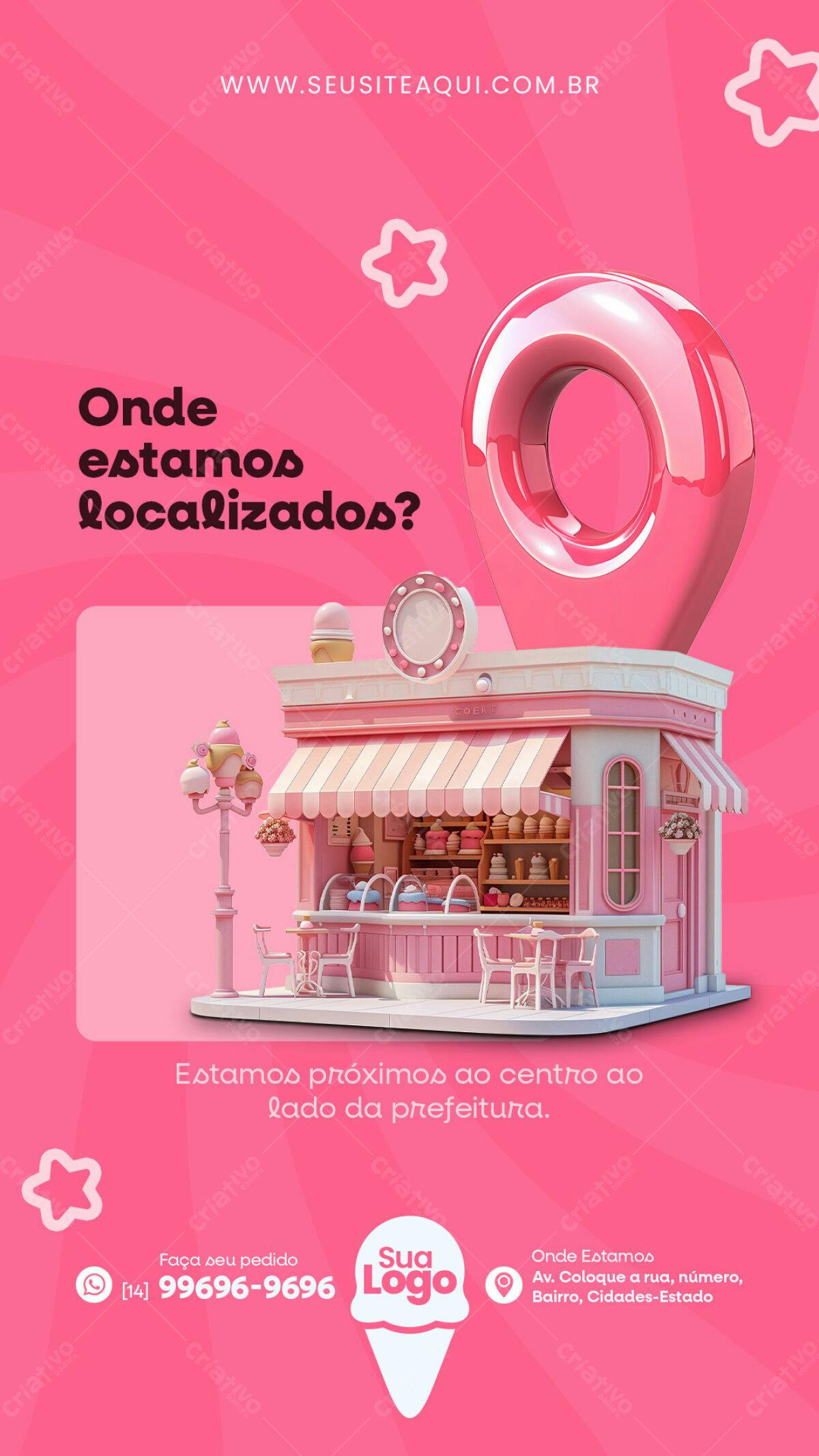 Flyer Loja de Doces Rosa PSD Editável