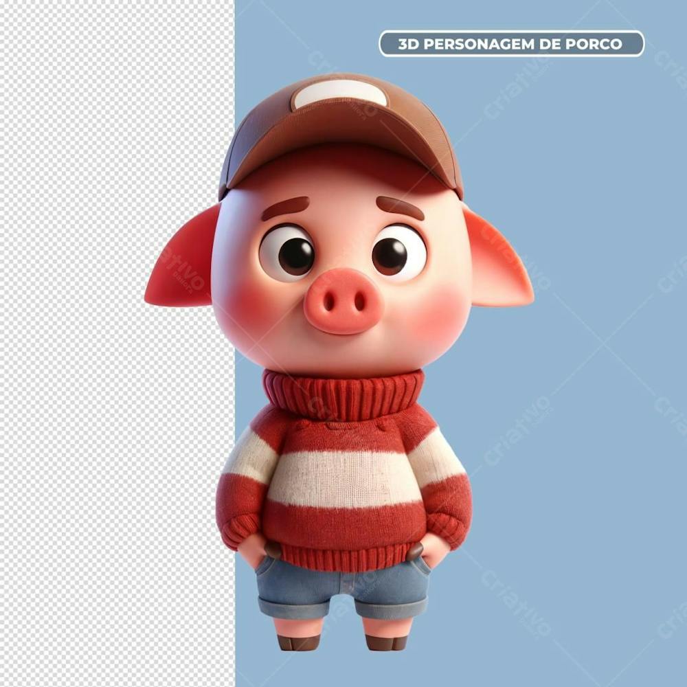 3D Personagem De Porco png