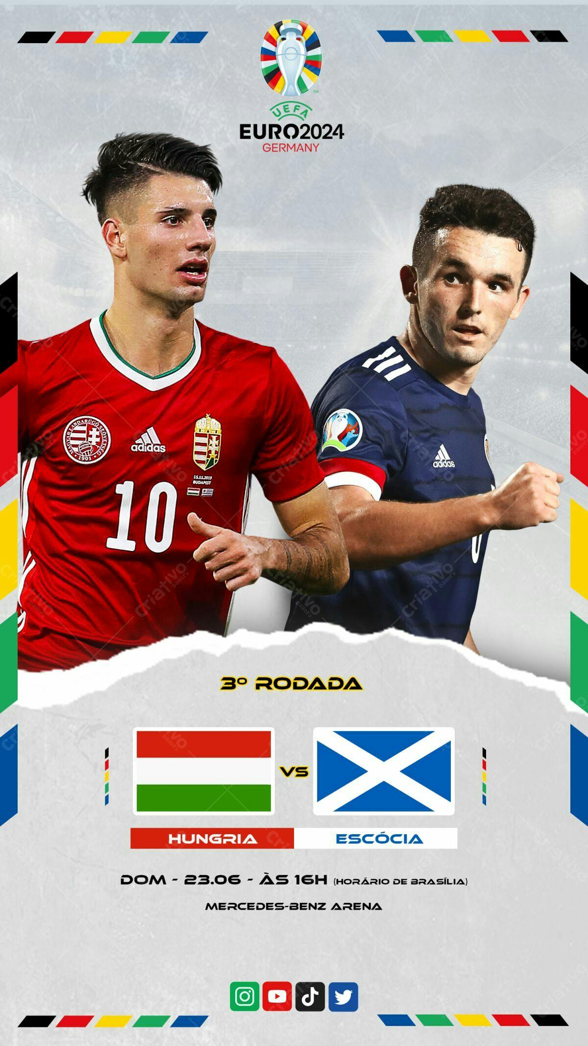 Flyer EURO2024 Hungria x Escócia PSD Editável