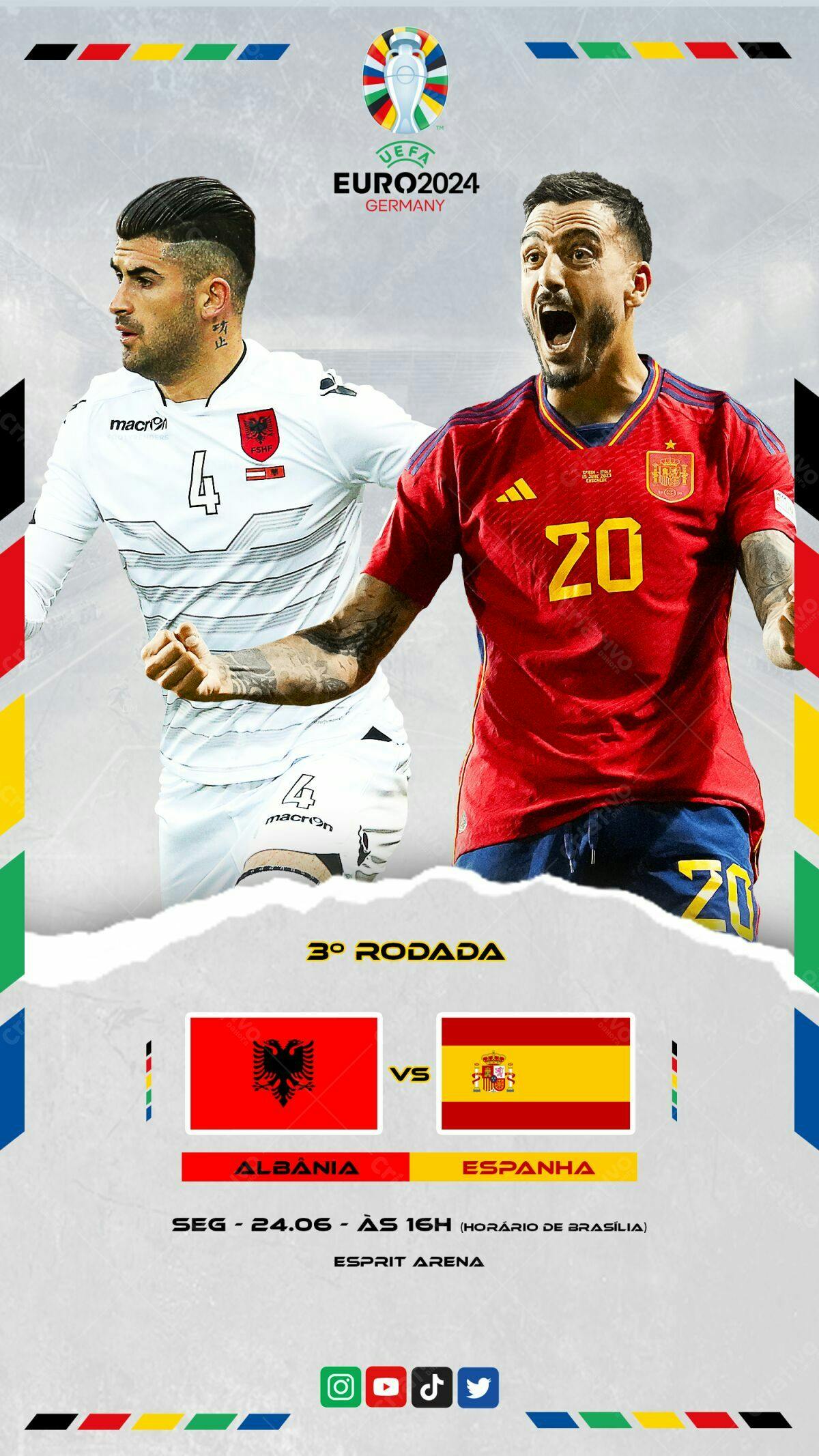 Flyer EURO2024 Albânia x Espanha PSD Editável