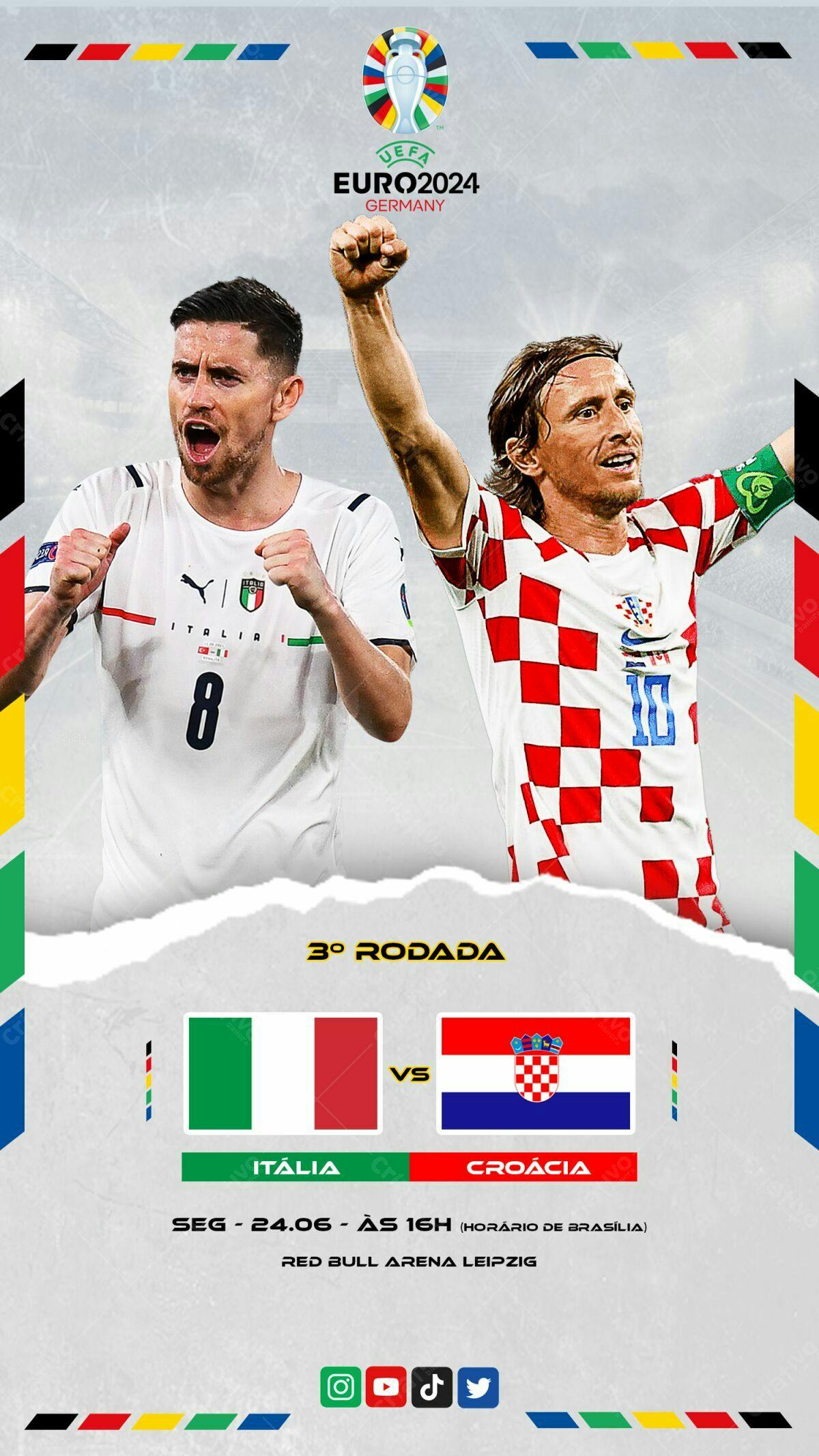 Flyer Itália x Croácia Euro2024 PSD Editável