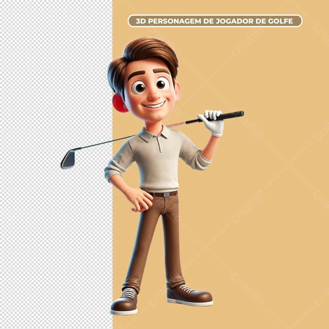 Personagem 3D Golfe PSD Editável
