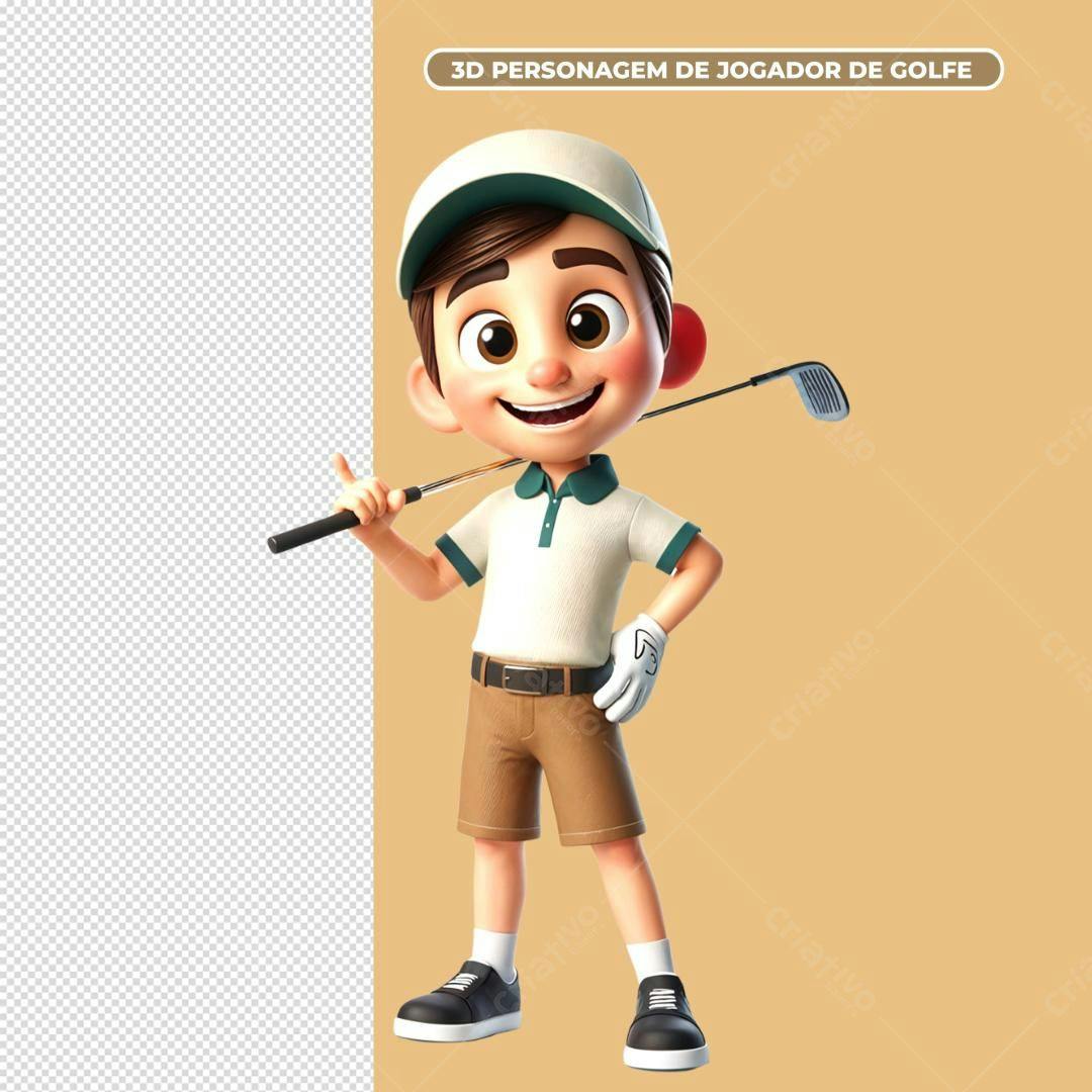Personagem 3D Golfe Criança PSD Editável