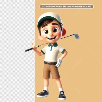 3d personagem de jogador de golfe