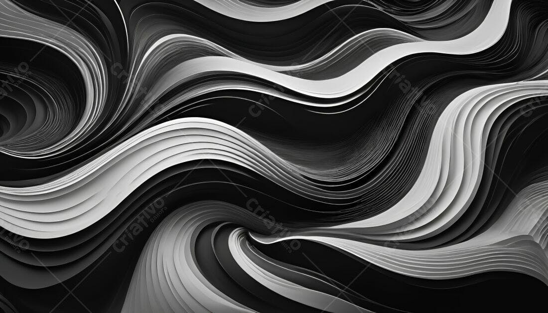 Textura Abstrata Ondulada em Preto e Branco para Fundo